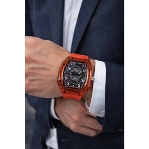 Invicta Men's RACING Cyclone 49mm Transparent Quartz Red Tone Watch New In Box